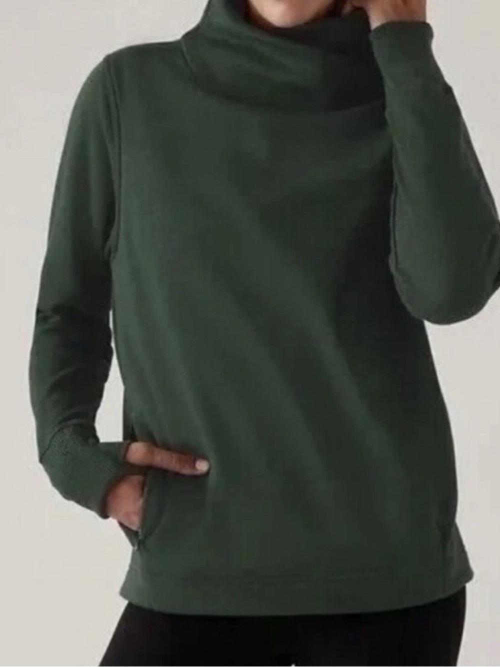 Athleta Cozy Karma Twist Neck Sweatshirt Seaweed Snack Size Small